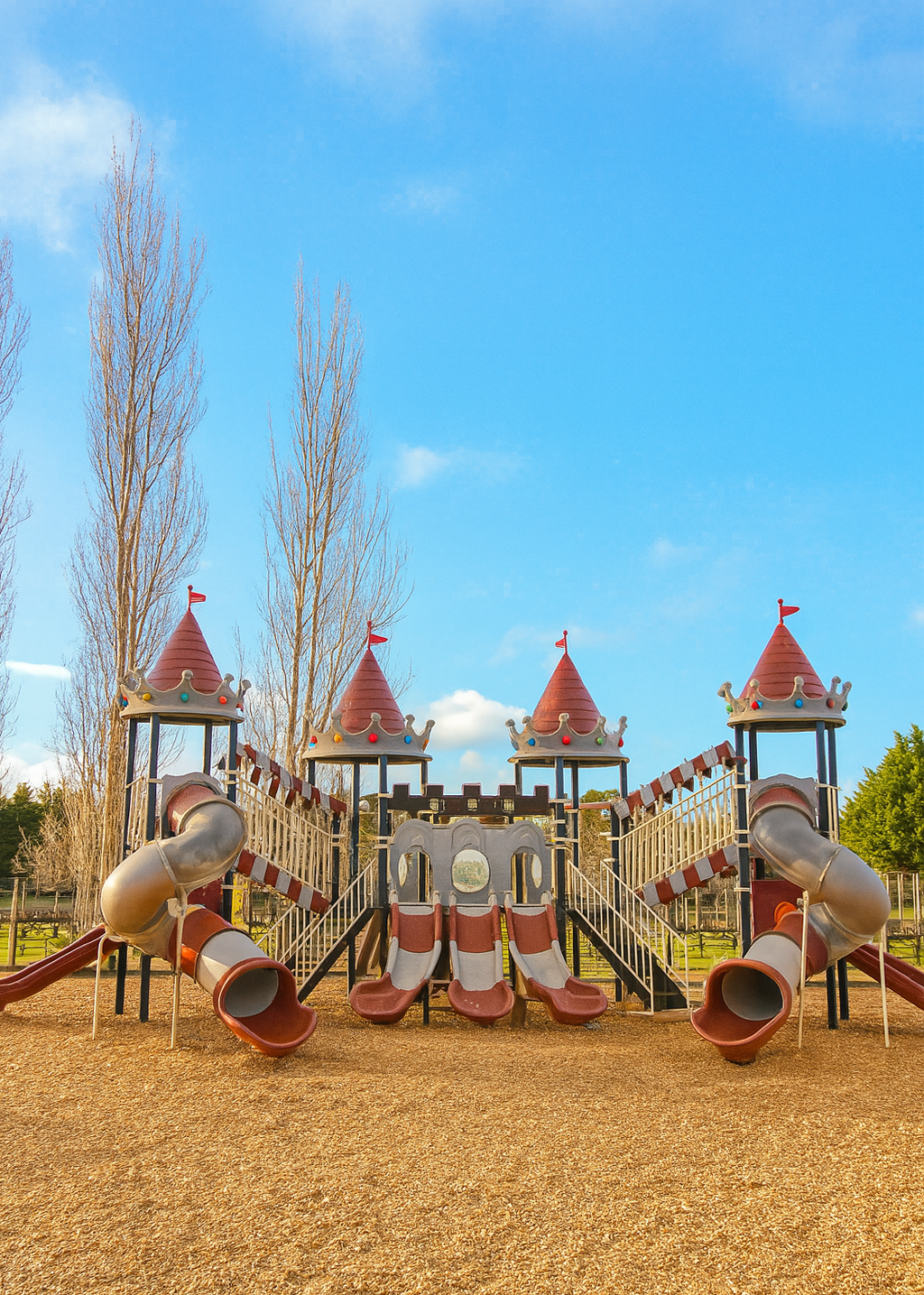 Children's play area with castle at Badgers Brook